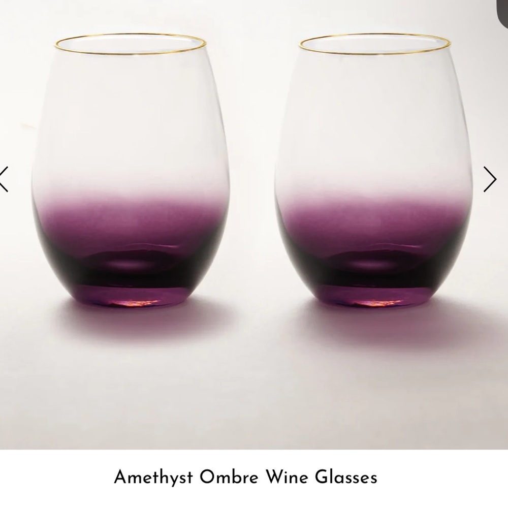 Anna New York Amethyst Ombre Wine Glasses 24k Gold rim (set of two)